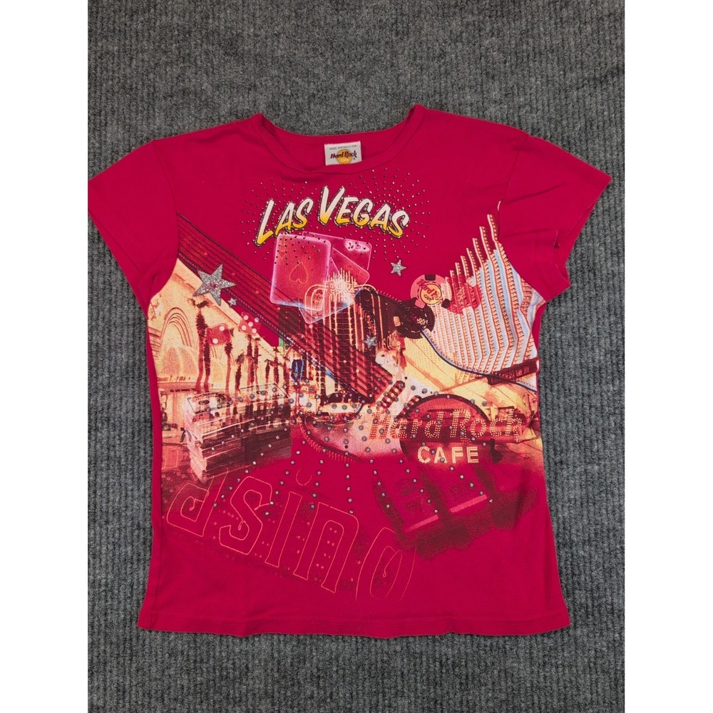 Vintage Hard Rock Cafe Las Vegas Shirt Girls Large Red USA